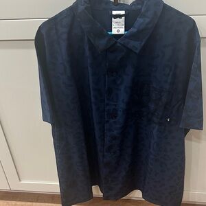 Nike SB Print Bowler Short-Sleeve Button-Up Skate Shirt Blue FN2595-410 Size XL